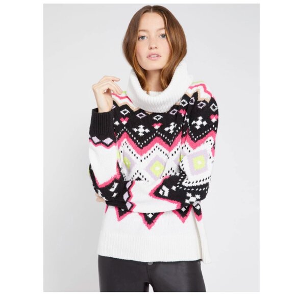Alice + Olivia Emett Relaxed Fairisle Turtleneck Sweater - Picture 3 of 11